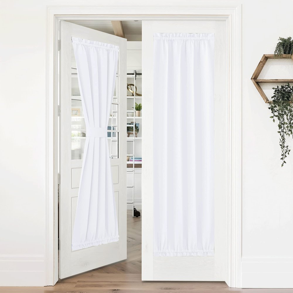 NICETOWN Pure White Curtain Panel for Door - Thermal Insulated 50% Sunlight Blocking Short French/Sliding/Patio Door Blind Drapery for Privacy (1 Piece, W36 x L72-Inch)