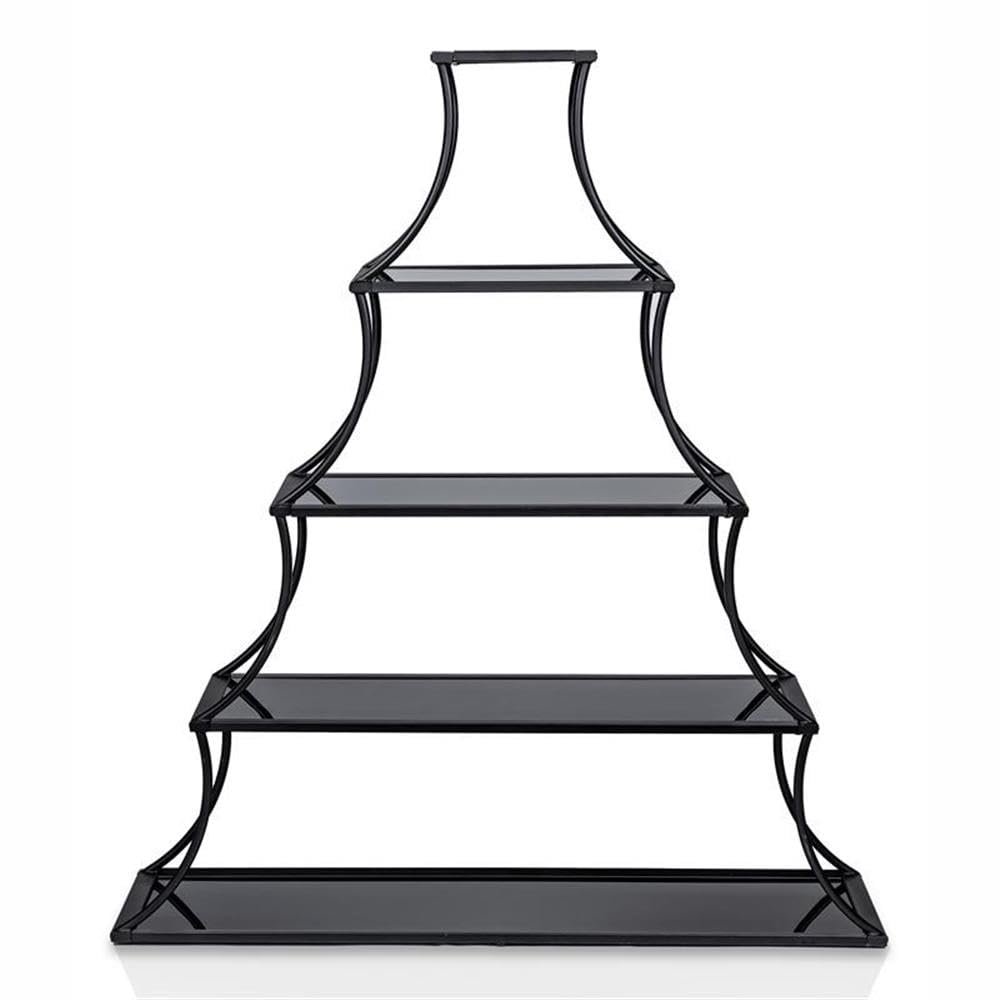 Furniture of America Kladden Industrial Metal 5-Shelf Bookcase in Sand Black