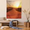 Ambesonne Desert Tapestry Twin Size, Footprints on Sand Dunes at Sunrise Hot Dubai Landscape Travel Destination, Wall Hanging Bedspread Bed Cover Wall Decor, 68" X 88", Dark Orange Yellow view 1