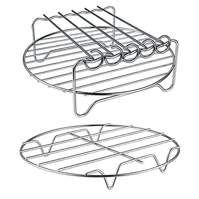 GQZ Air Fryer Rack XL Air Fryer Accessories Set of 2, Double Layer Rack with Skewer, Stackable Metal Holder