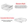 GQZ Air Fryer Rack XL Air Fryer Accessories Set of 2, Double Layer Rack with Skewer, Stackable Metal Holder view 2