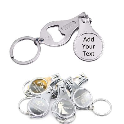 100pcs Personalized Bottle Opener Nail Clipper Keychain Versatile & Durable, Private Customized Party Favors Wedding Brewery Christmas Logo Engraved