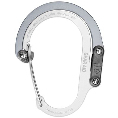 GEAR AID HEROCLIP Carabiner Clip and Hook (Large) for Camping, Backpack, Organization, and Garage, Shade of Gray