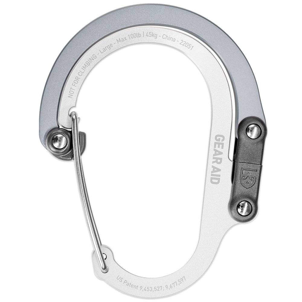 GEAR AID HEROCLIP Carabiner Clip and Hook (Large) for Camping, Backpack, Organization, and Garage, Shade of Gray