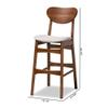 Baxton Studio Katya Mid-Century Modern Grey Fabric Upholstered and Walnut Brown Finished Wood 2-Piece Bar Stool Set view 3