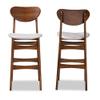 Baxton Studio Katya Mid-Century Modern Grey Fabric Upholstered and Walnut Brown Finished Wood 2-Piece Bar Stool Set view 4