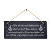 Stukk Advice Garden Bees The Heaven Kisses Symbol of Transformation Laser Hanging Sign (One Become Butterfly), 30x12cm (Large), Natural Engraved Slate Stone Plaque view 3