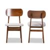 Baxton Studio Euclid Dining Chair Set Grey Fabric Upholstered and Walnut Brown Finished Wood 2-Piece Dining Chair Set view 2
