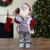 2' Standing Santa Christmas Figure Carrying Snow Shoes and Presents view 2