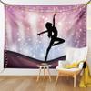 Ambesonne Contemporary Tapestry King Size, Silhouette of Ballerina Performing on Abstract Backdrop Magic Dance Fine Arts, Wall Hanging Bedspread Bed Cover Wall Decor, 104" X 88", Purple Black view 1