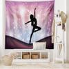 Ambesonne Contemporary Tapestry King Size, Silhouette of Ballerina Performing on Abstract Backdrop Magic Dance Fine Arts, Wall Hanging Bedspread Bed Cover Wall Decor, 104" X 88", Purple Black view 2