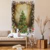 Ambesonne Christmas Tapestry Twin Size, Pine Tree with Present Boxes on Snowy Board Xmas at Countryside Theme, Wall Hanging Bedspread Bed Cover Wall Decor, Twin Size, Green Brown view 2