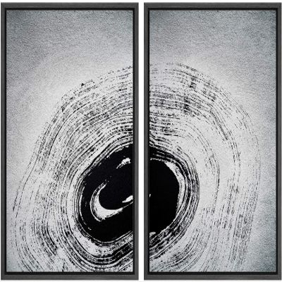 SIGNWIN 2 Piece Framed Canvas Wall Art Black and White Flowers Canvas Prints Home Artwork Decoration for Living Room,Bedroom - 24"x36"x2 Panels
