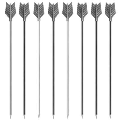 JfwuHap 8Pcs Cocktail Pick, Ancient Tin Arrow Martini Picks, Unique Design Garnish Fruit Sticks Toothpicks for Kitchen Restaurants Bar Fruit Cake Dessert Appetizers, Reusable Metal Party Skewers
