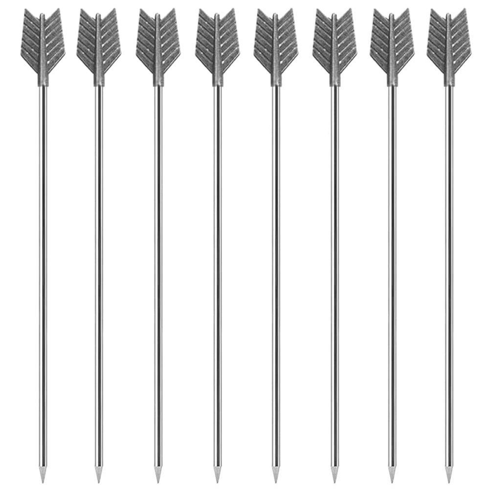 JfwuHap 8Pcs Cocktail Pick, Ancient Tin Arrow Martini Picks, Unique Design Garnish Fruit Sticks Toothpicks for Kitchen Restaurants Bar Fruit Cake Dessert Appetizers, Reusable Metal Party Skewers
