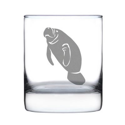 Bevvee Manatee Whiskey Rocks Glass - Fun Funny Ocean Animals Themed Decor and Gifts for Sea Creature Lovers - 10.25 Oz