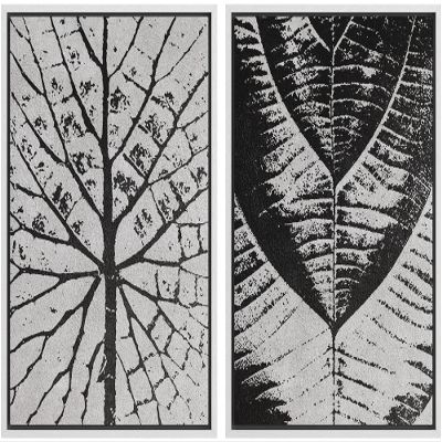 SIGNWIN Framed Wall Art Print Set Black & White Grayscale Tree & Plants Nature Wilderness Illustrations Modern Art Rustic Relax/Calm Multicolor for Living Room, Bedroom, Office - 24"x36"x2 White