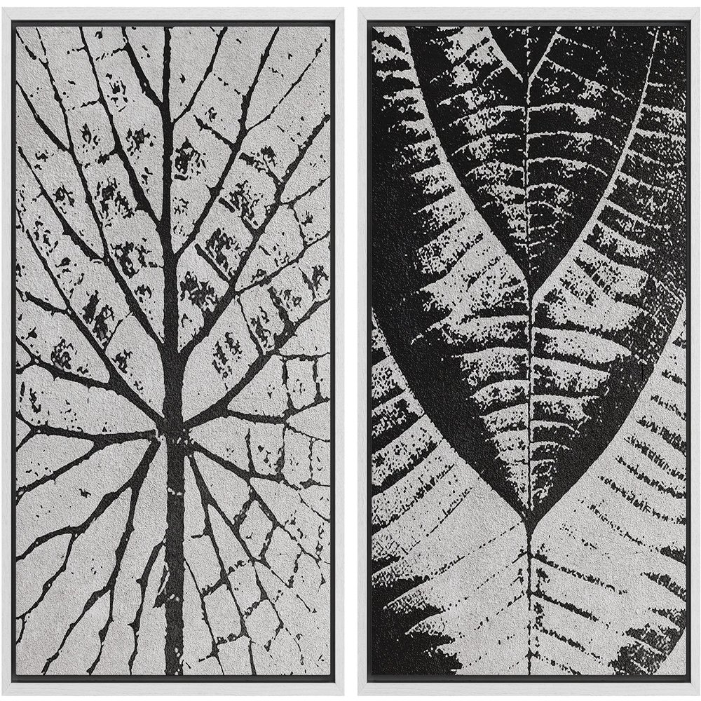 SIGNWIN Framed Wall Art Print Set Black & White Grayscale Tree & Plants Nature Wilderness Illustrations Modern Art Rustic Relax/Calm Multicolor for Living Room, Bedroom, Office - 24"x36"x2 White