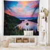Ambesonne Lake Tahoe Tapestry King Size, California Photography Rustic Themes Sundown Time Freshwater Sierra Nevada Lake, Wall Hanging Bedspread Bed Cover Wall Decor, 104" X 88", Pink Green view 2