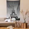 Ambesonne Eiffel Tower Tapestry Queen Size, Paris Landmark Monochrome Picture of Cityscape European Urban Famous Place Image, Wall Hanging Bedspread Bed Cover Wall Decor, 88" X 88", Grey view 2