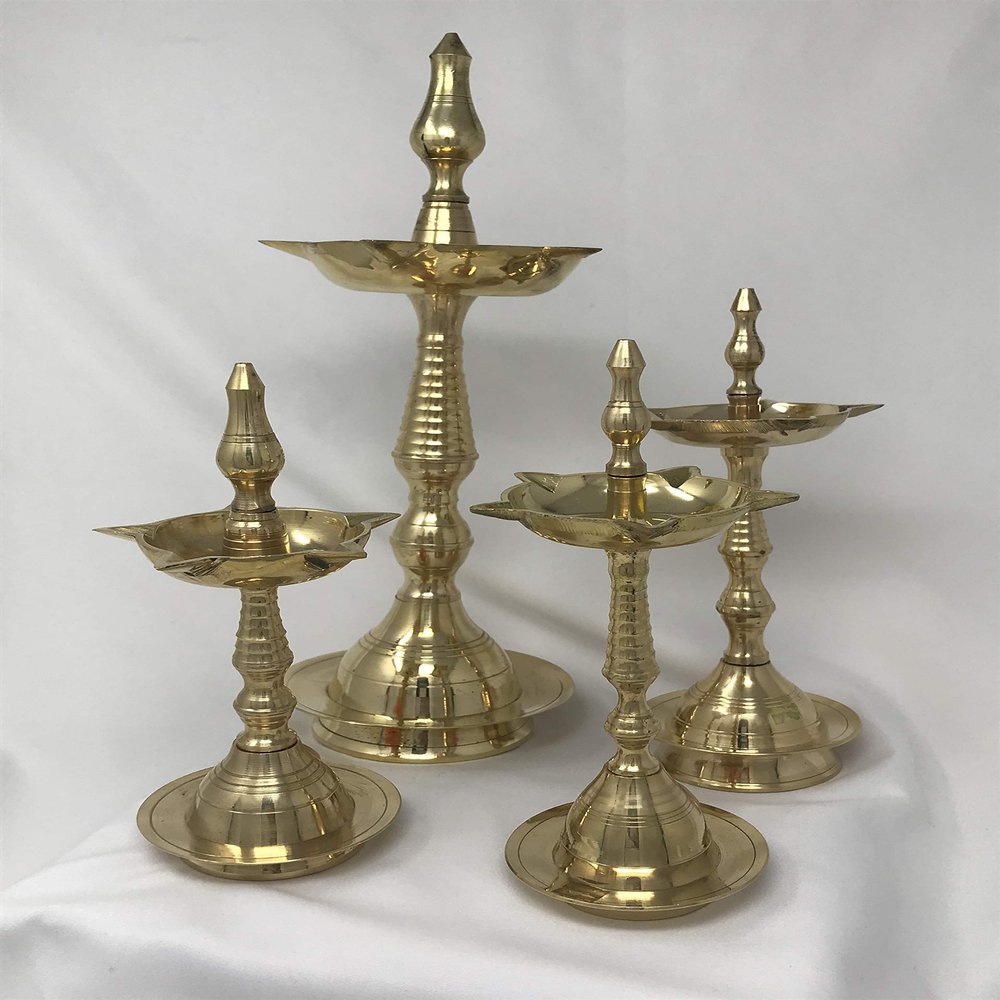 Celebrate Festival Inc Pure Brass Traditional Brass Oil Lamp (Kerla Lamp) - 14,16, 20, 22, 24 & 28" Tall (1, No 14-14 inch)