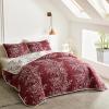 3 Pieces Christmas Quilt Set Burgundy Red Branch Queen Size 88x88 Soft Microfiber Lightweight Coverlet Bedspread New Year Holiday Bedding Set Bed Cover for All Season (1 Quilt+ 2 Shams) view 3