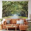 Ambesonne Forest Tapestry King Size, Tranquil Pathway Strong Spring Trees Serene Nature Trekking Theme, Wall Hanging Bedspread Bed Cover Wall Decor, 104" X 88", Green and Brown view 2