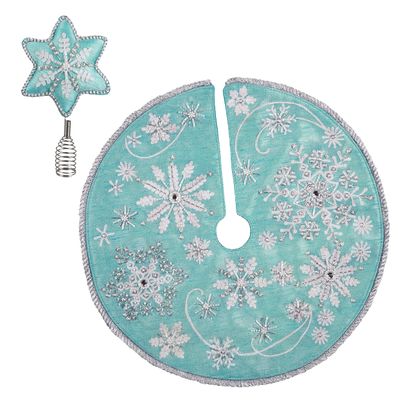 Hallmark Keepsake Miniature 2021, Whimsical Snowflakes Tree Topper and Christmas Tree Skirt Set, Mini