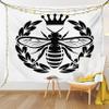 Ambesonne Queen Bee Tapestry King Size, Monochrome Wreath Insect and Crown Abstract Bee Silhouette Ruler of the Colony, Wall Hanging Bedspread Bed Cover Wall Decor, 104" X 88", Black White view 1