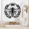 Ambesonne Queen Bee Tapestry King Size, Monochrome Wreath Insect and Crown Abstract Bee Silhouette Ruler of the Colony, Wall Hanging Bedspread Bed Cover Wall Decor, 104" X 88", Black White view 2