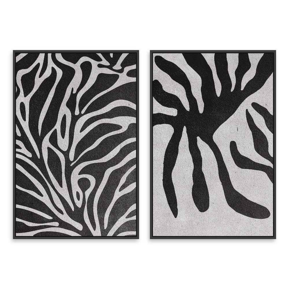 SIGNWIN 2 Piece Framed Canvas Wall Art Black and White Flowers Canvas Prints Home Artwork Decoration for Living Room,Bedroom - 24"x36"x2 Panels
