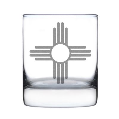 Bevvee New Mexico Flag - Whiskey Rocks Glass - State Themed Drinking Decor and Gifts for New Mexicans - 10.25 Ounce