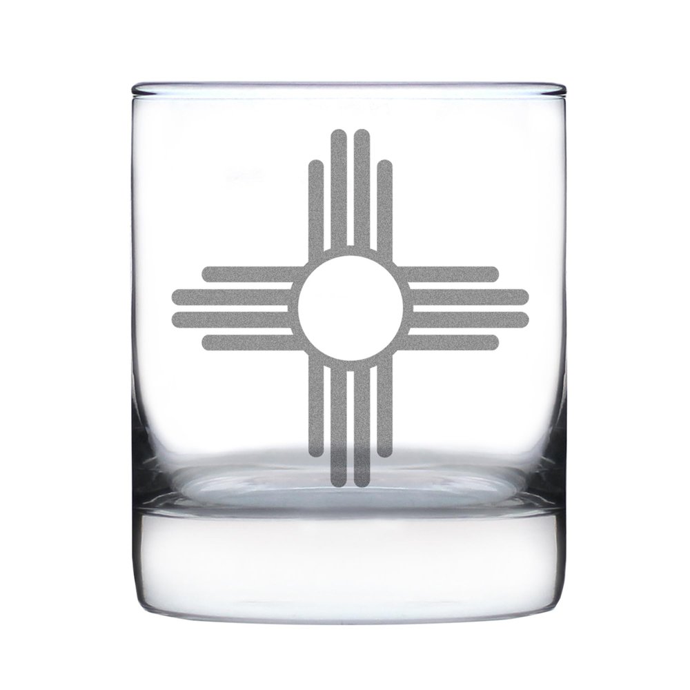 Bevvee New Mexico Flag - Whiskey Rocks Glass - State Themed Drinking Decor and Gifts for New Mexicans - 10.25 Ounce