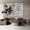 SIGNWIN 2 Piece Framed Canvas Wall Art Black and White Flowers Canvas Prints Home Artwork Decoration for Living Room,Bedroom - 24"x36"x2 Panels view 2