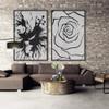 SIGNWIN 2 Piece Framed Canvas Wall Art Black and White Flowers Canvas Prints Home Artwork Decoration for Living Room,Bedroom - 24"x36"x2 Panels view 2
