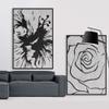 SIGNWIN 2 Piece Framed Canvas Wall Art Black and White Flowers Canvas Prints Home Artwork Decoration for Living Room,Bedroom - 24"x36"x2 Panels view 3