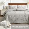 3 Pieces Quilt Set Queen Full Size 88x88 Gray Branch with White Orange Floral Style Soft Microfiber Lightweight Coverlet Bedspread Summer Bedding Set Bed Cover for All Season (1 Quilt+ 2 Shams) view 3