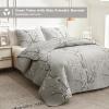 3 Pieces Quilt Set Queen Full Size 88x88 Gray Branch with White Orange Floral Style Soft Microfiber Lightweight Coverlet Bedspread Summer Bedding Set Bed Cover for All Season (1 Quilt+ 2 Shams) view 4