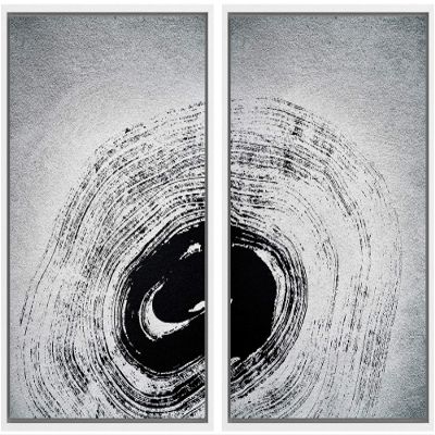 SIGNWIN 2 Piece Framed Canvas Wall Art Black and White Flowers Canvas Prints Home Artwork Decoration for Living Room,Bedroom - 24"x36"x2 Panels