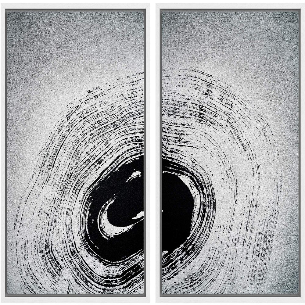 SIGNWIN 2 Piece Framed Canvas Wall Art Black and White Flowers Canvas Prints Home Artwork Decoration for Living Room,Bedroom - 24"x36"x2 Panels