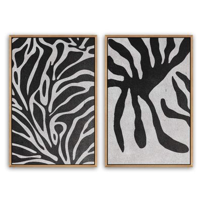 SIGNWIN 2 Piece Framed Canvas Wall Art Black and White Flowers Canvas Prints Home Artwork Decoration for Living Room,Bedroom - 24"x36"x2 Panels
