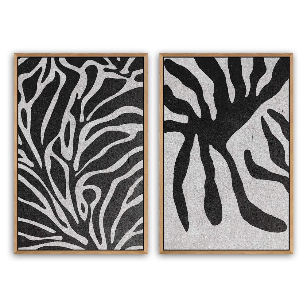 SIGNWIN 2 Piece Framed Canvas Wall Art Black and White Flowers Canvas Prints Home Artwork Decoration for Living Room,Bedroom - 24"x36"x2 Panels
