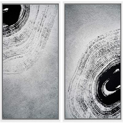 SIGNWIN 2 Piece Framed Canvas Wall Art Black and White Flowers Canvas Prints Home Artwork Decoration for Living Room,Bedroom - 24"x36"x2 Panels