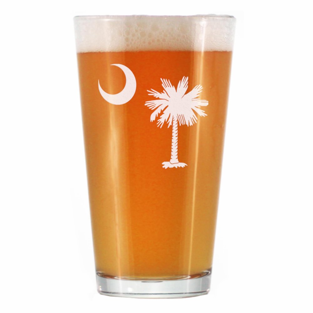 Bevvee South Carolina Flag Pint Glass - State Themed Drinking Decor and Gifts for South Carolinians - 16 Ounce