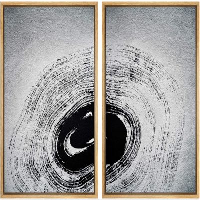 SIGNWIN 2 Piece Framed Canvas Wall Art Black and White Flowers Canvas Prints Home Artwork Decoration for Living Room,Bedroom - 24"x36"x2 Panels