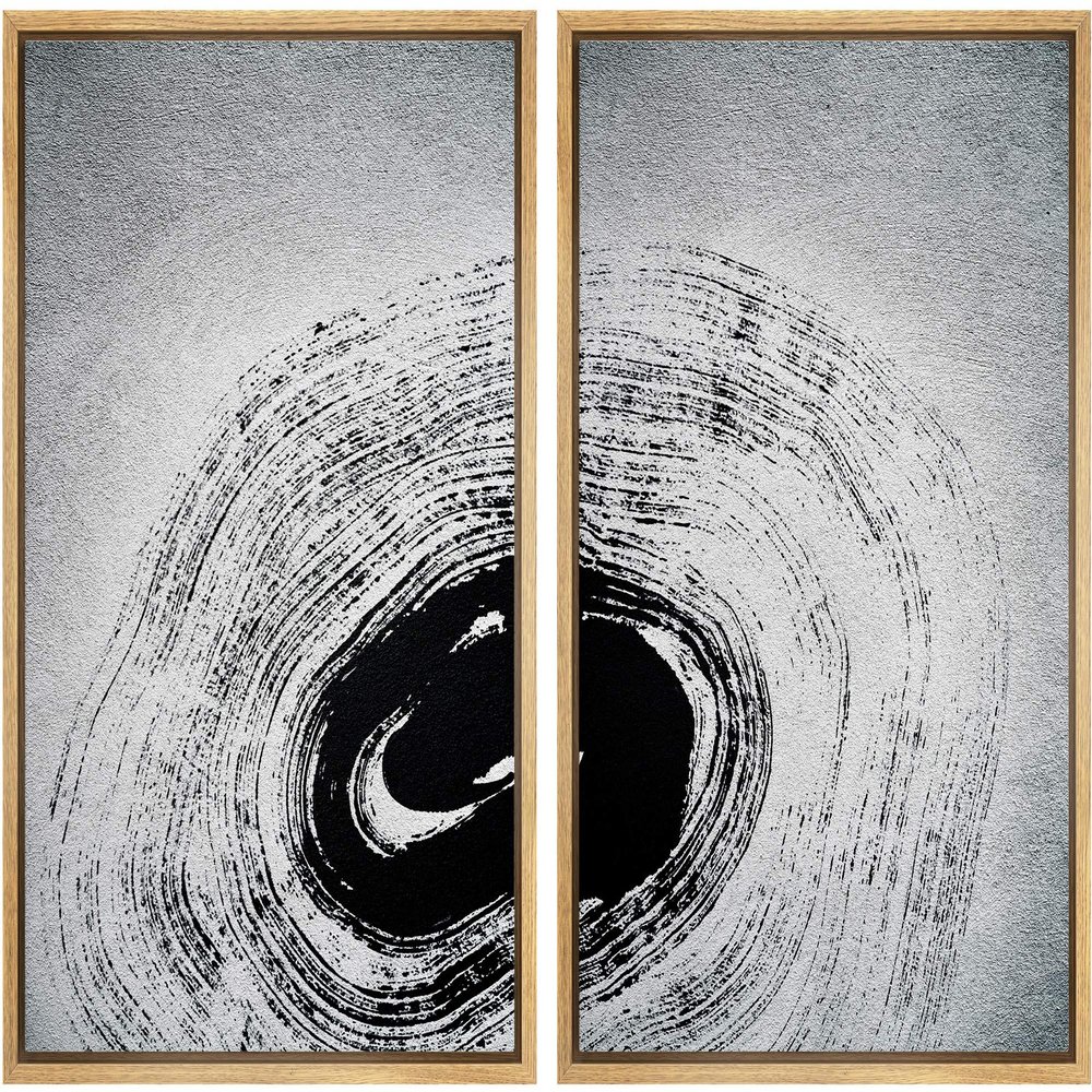 SIGNWIN 2 Piece Framed Canvas Wall Art Black and White Flowers Canvas Prints Home Artwork Decoration for Living Room,Bedroom - 24"x36"x2 Panels