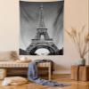 Ambesonne Eiffel Tower Tapestry Twin Size, Paris Landmark Monochrome Picture of Cityscape European Urban Famous Place Image, Wall Hanging Bedspread Bed Cover Wall Decor, 68" X 88", Grey view 1
