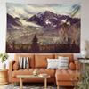 Ambesonne Alaska Mountains Tapestry King Size, Arctic Landscape Hiking Alaska Mountains Scenery in Usa Wilderness, Wall Hanging Bedspread Bed Cover Wall Decor, 104" X 88", Green Black White view 2