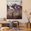 Ambesonne Alaska Mountains Tapestry Twin Size, Arctic Landscape Hiking Alaska Mountains Scenery in Usa Wilderness, Wall Hanging Bedspread Bed Cover Wall Decor, 68" X 88", Green Black White view 1