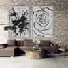 SIGNWIN 2 Piece Framed Canvas Wall Art Black and White Flowers Canvas Prints Home Artwork Decoration for Living Room,Bedroom - 24"x36"x2 Panels view 2